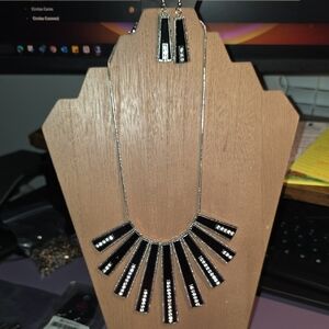 BUNDLE ANY 2, PAY ONE PRICE. Elegant Black and Silver Necklace and Earring Set